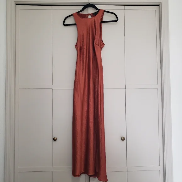 House of Harlow 1960 Copper Silky Midi/Maxi Slip Dress Small - Picture 2 of 13